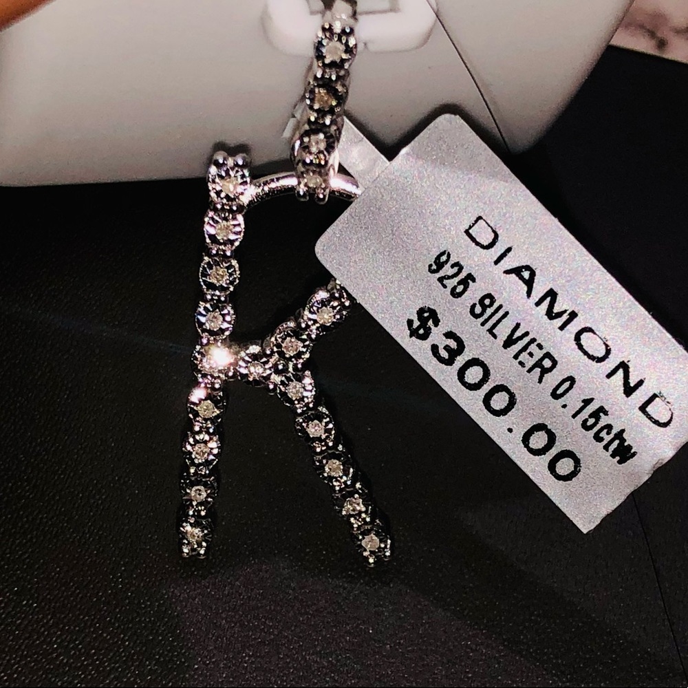Last one left! Real diamond Initial pendant letter K Not CZ not fake! HUGE SALE! - Picture 9 of 11